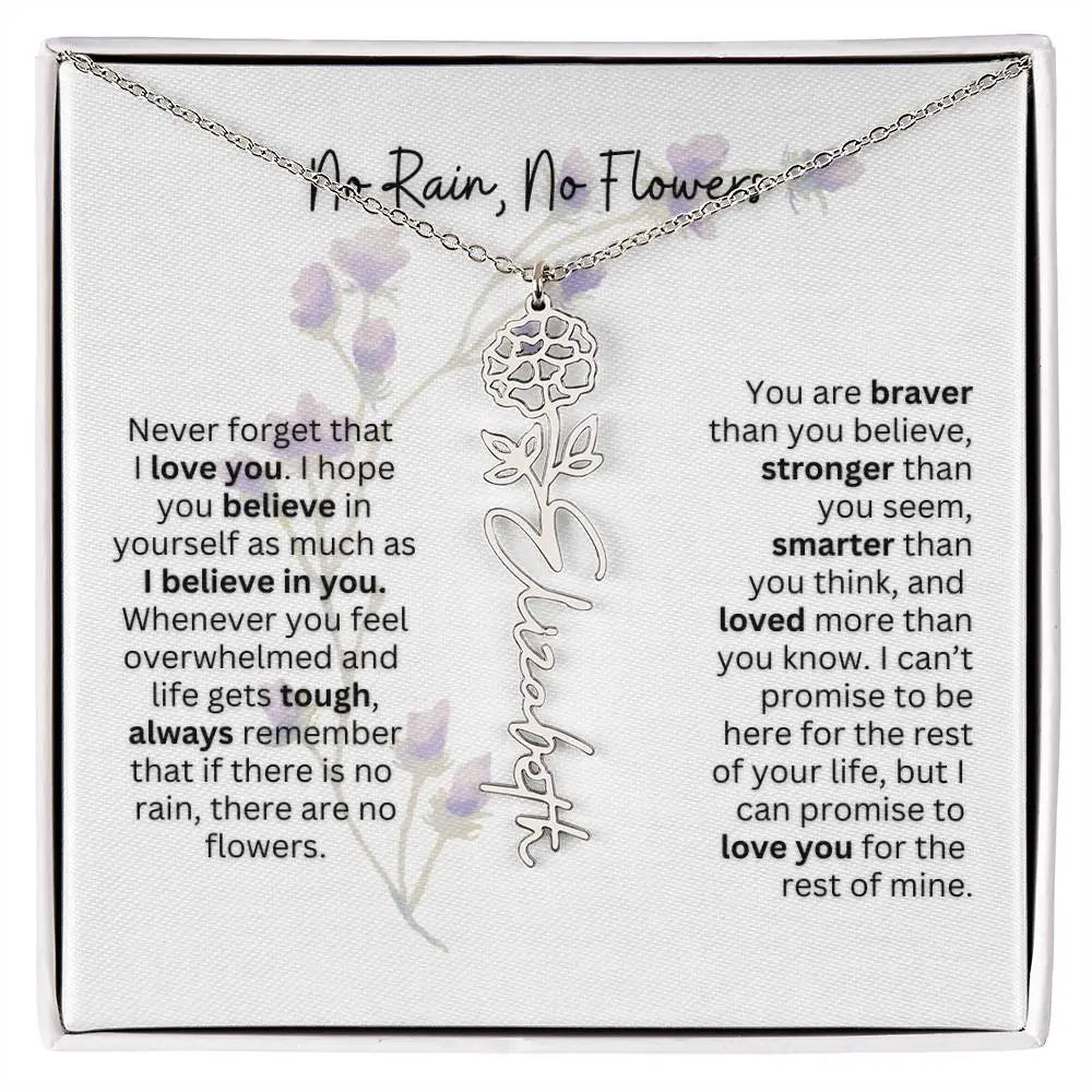 Birth Flower Necklace | Heartfelt Gift for Bonus Daughter from Stepmom or Stepdad