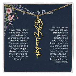 Birth Flower Necklace With Name I No Rain - No Flowers | Unique Jewelry for Daughter from Dad