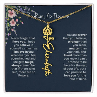 Birth Flower Necklace With Name I No Rain - No Flowers | Unique Jewelry for Daughter from Dad