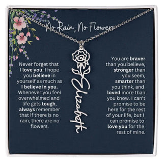 Birth Flower Necklace With Name I No Rain - No Flowers | Unique Jewelry for Daughter from Dad