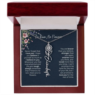 Birth Flower Necklace With Name I No Rain - No Flowers | Unique Jewelry for Daughter from Dad