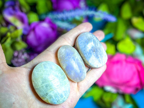 BLUE Moonstone Crystal Palmstones