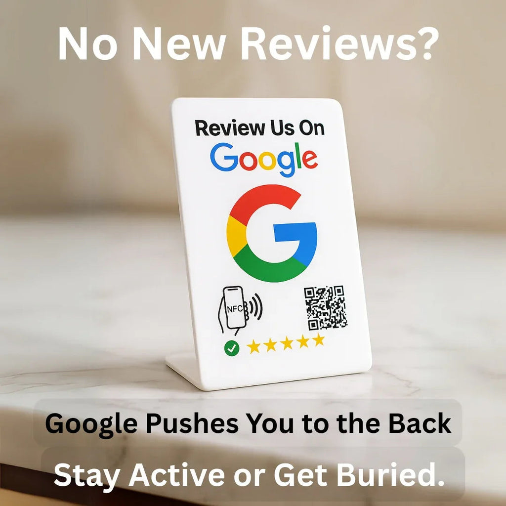 NFC Google Review Stand (3-Pack) - Premium White Tabletop Signs