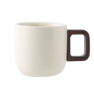 Handcrafted Ceramic Espresso Cup with Wooden Handle
