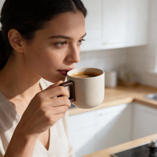 Handcrafted Ceramic Espresso Cup with Wooden Handle
