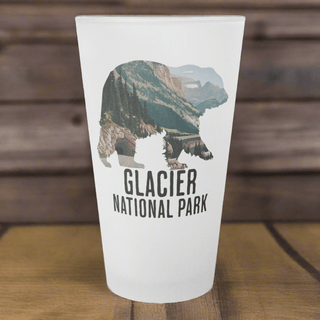 Glacier National Park Grizzly Bear Frosted Pint Glass