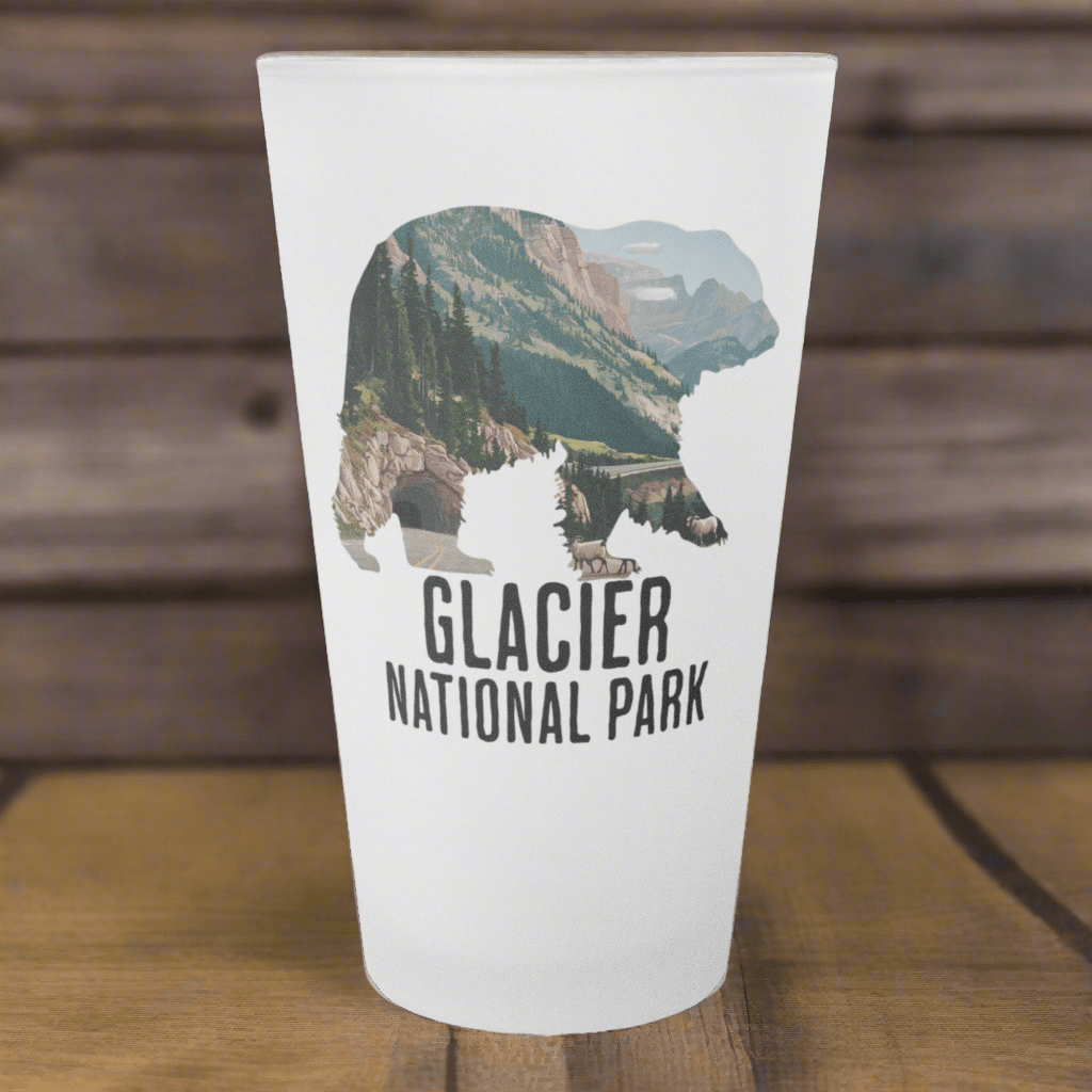Glacier National Park Grizzly Bear Frosted Pint Glass