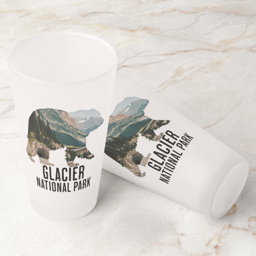 Glacier National Park Grizzly Bear Frosted Pint Glass