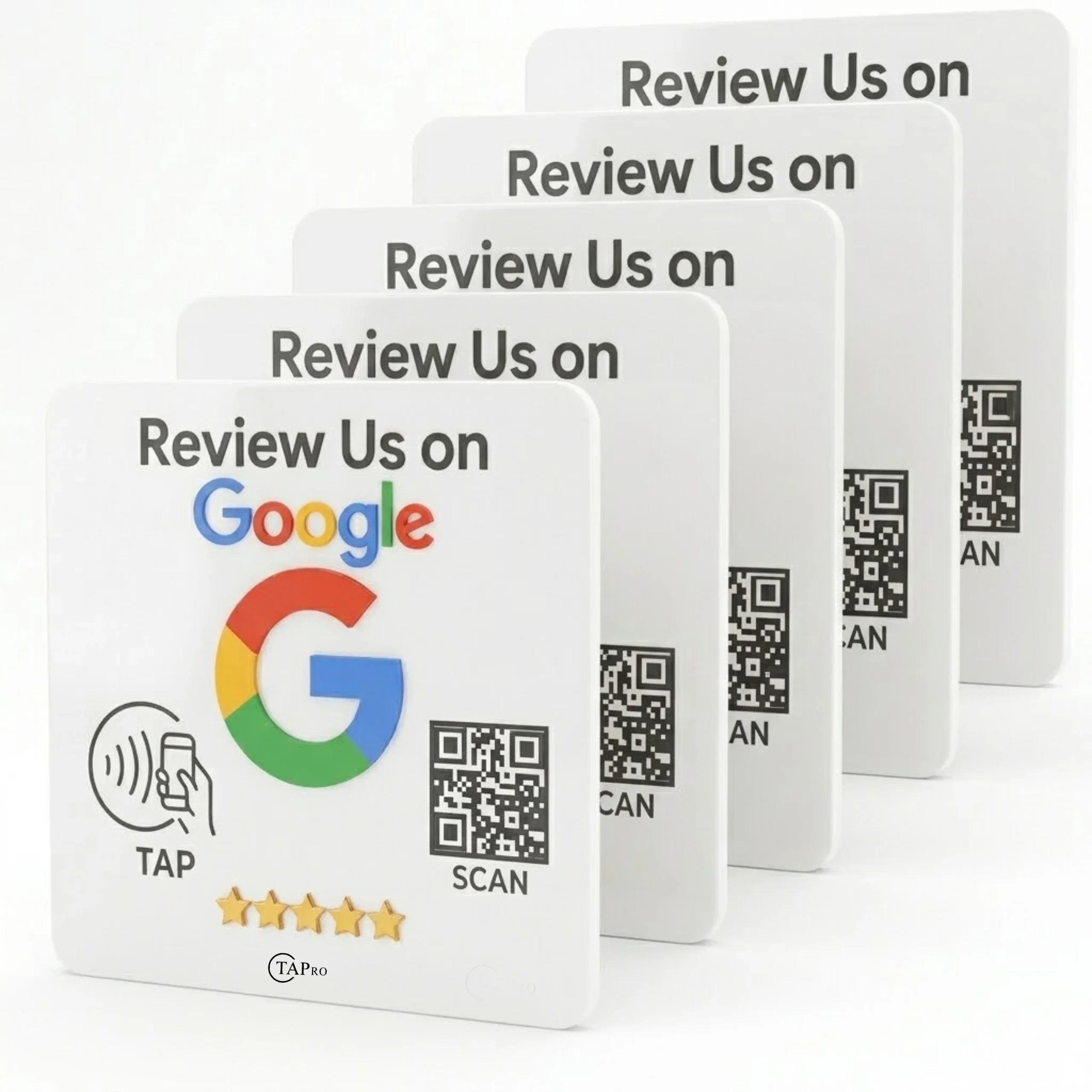 Google Review Plaque -Contactless NFC & QR, Peel and Stick 4x4"
