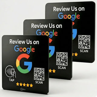 Google Review Plaque -Contactless NFC & QR, Peel and Stick 4x4"