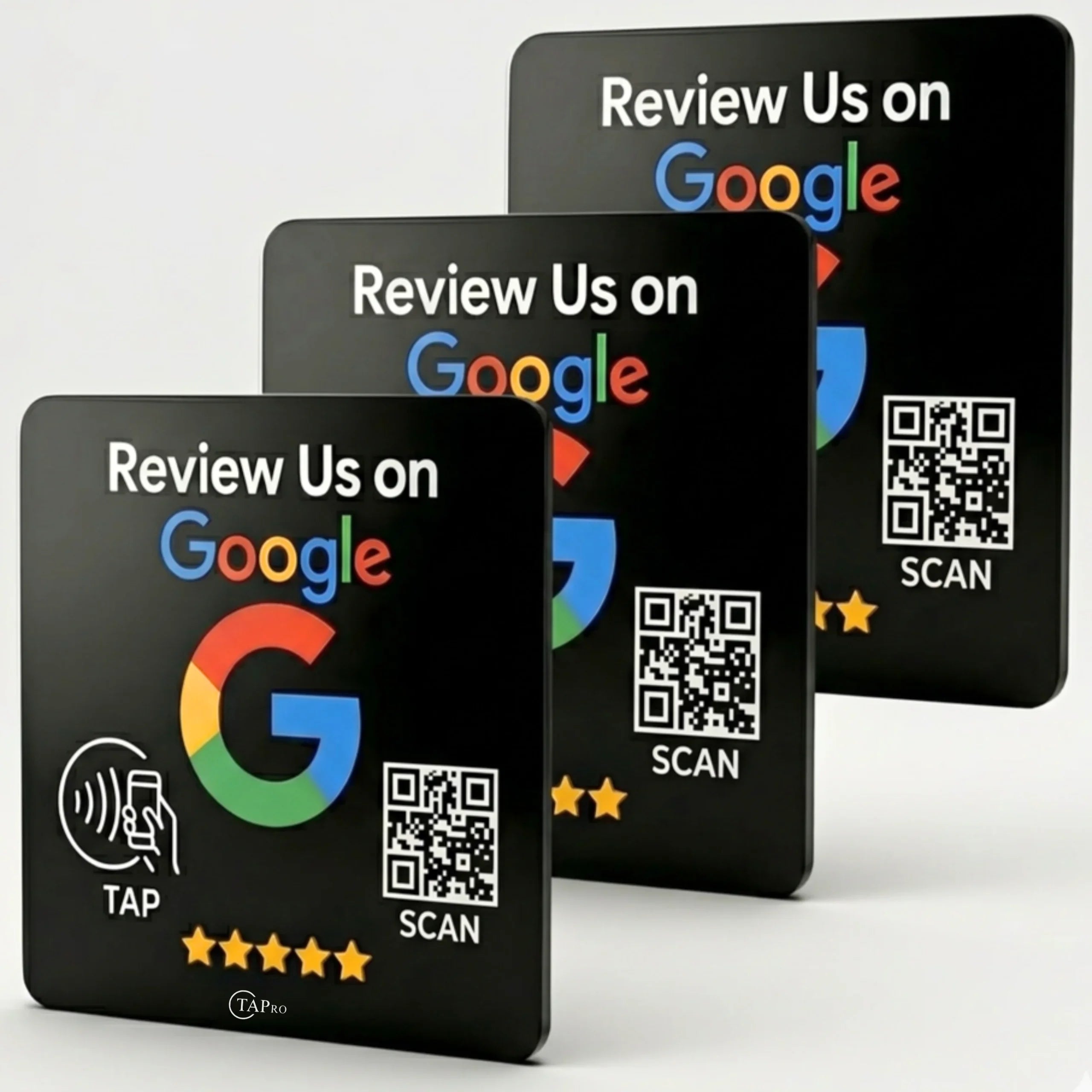 Google Review Plaque -Contactless NFC & QR, Peel and Stick 4x4"