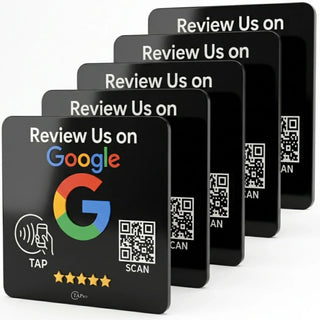 Google Review Plaque -Contactless NFC & QR, Peel and Stick 4x4"