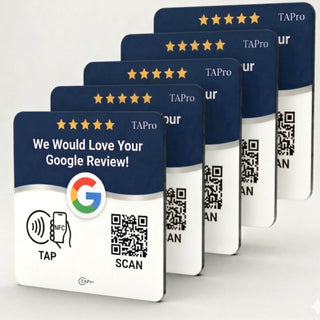 Google Review Plaque -Contactless NFC & QR, Peel and Stick 4x4"