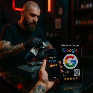 5 NFC Google Review Signs Bundle (5-Pack) - Black One-Tap Displays