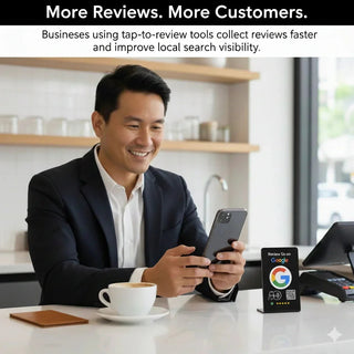 5 NFC Google Review Signs Bundle (5-Pack) - Black One-Tap Displays