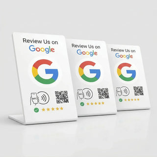 2 NFC Google Review Signs (2-Pack) - QR Code Tabletop Display