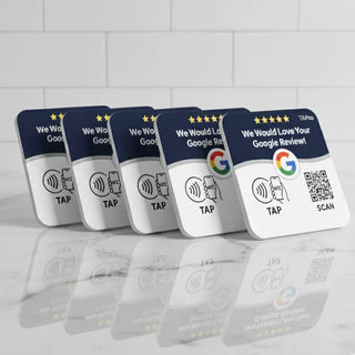 Google Review Plaque -Contactless NFC & QR, Peel and Stick 4x4"