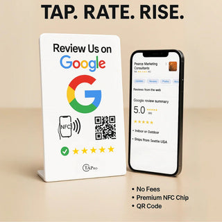 NFC Google Review Stand (3-Pack) - Premium White Tabletop Signs