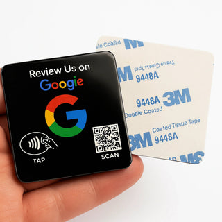 Google Review Plaque -Contactless NFC & QR, Peel and Stick 4x4"