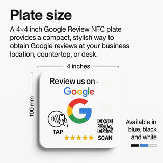 Google Review Plate - NFC Tap + QR Code, Self-Adhesive 3M  4x4