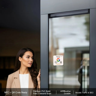 Google Review Plate - NFC Tap + QR Code, Self-Adhesive 3M  4x4