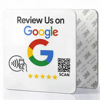 Google Review Plate - NFC Tap + QR Code, Self-Adhesive 3M  4x4