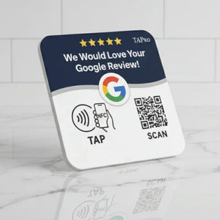 Google Review Plate - NFC Tap + QR Code, Self-Adhesive 3M  4x4