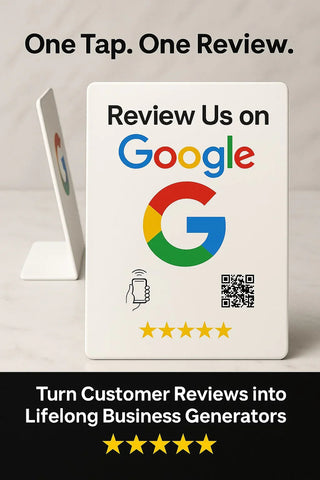 NFC Google Review Stand (3-Pack) - Premium White Tabletop Signs