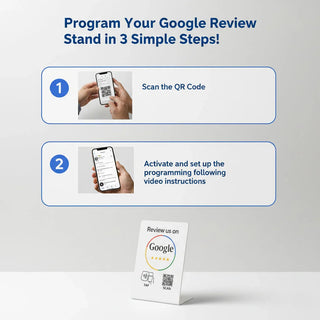 Elegant White NFC Google Review Sign (5-Pack) - Boost SEO Rankings