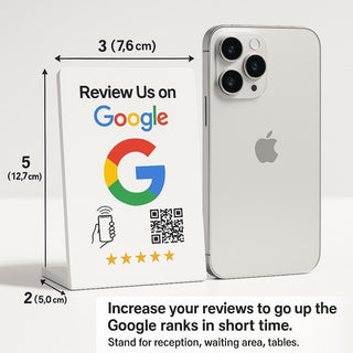 Elegant White NFC Google Review Sign (5-Pack) - Boost SEO Rankings
