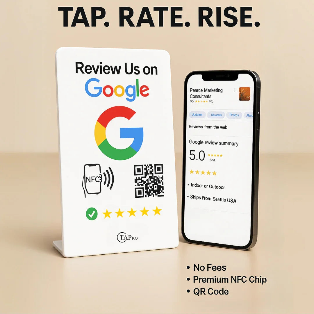 NFC Google Review Tent Cards (3-Pack) - One-Tap QR Feedback Signs