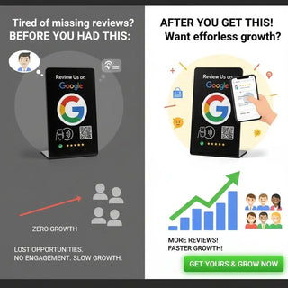 5 NFC Google Review Signs Bundle (5-Pack) - Black One-Tap Displays