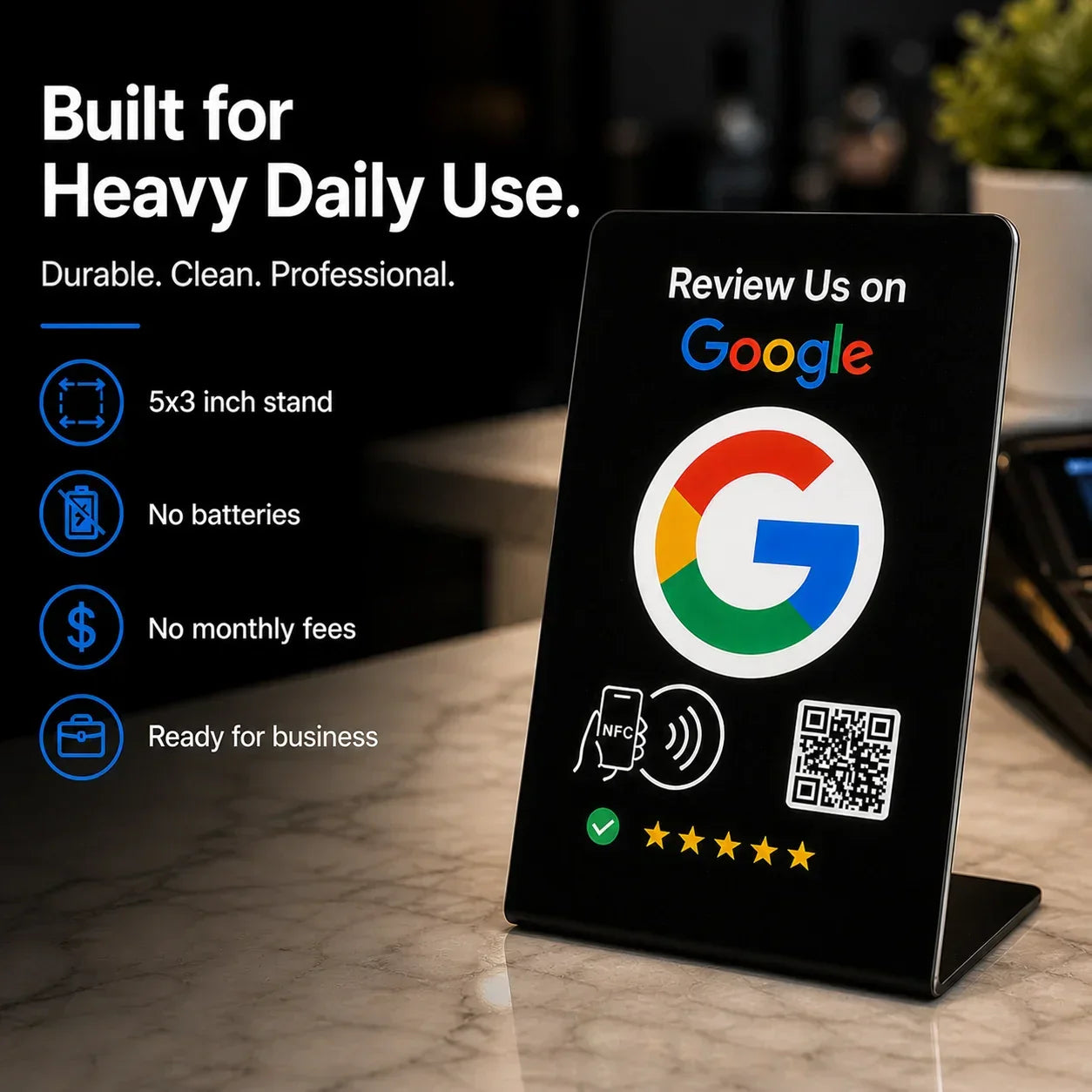 NFC Google Review Table Sign (5-Pack) - One-Tap GMB Growth