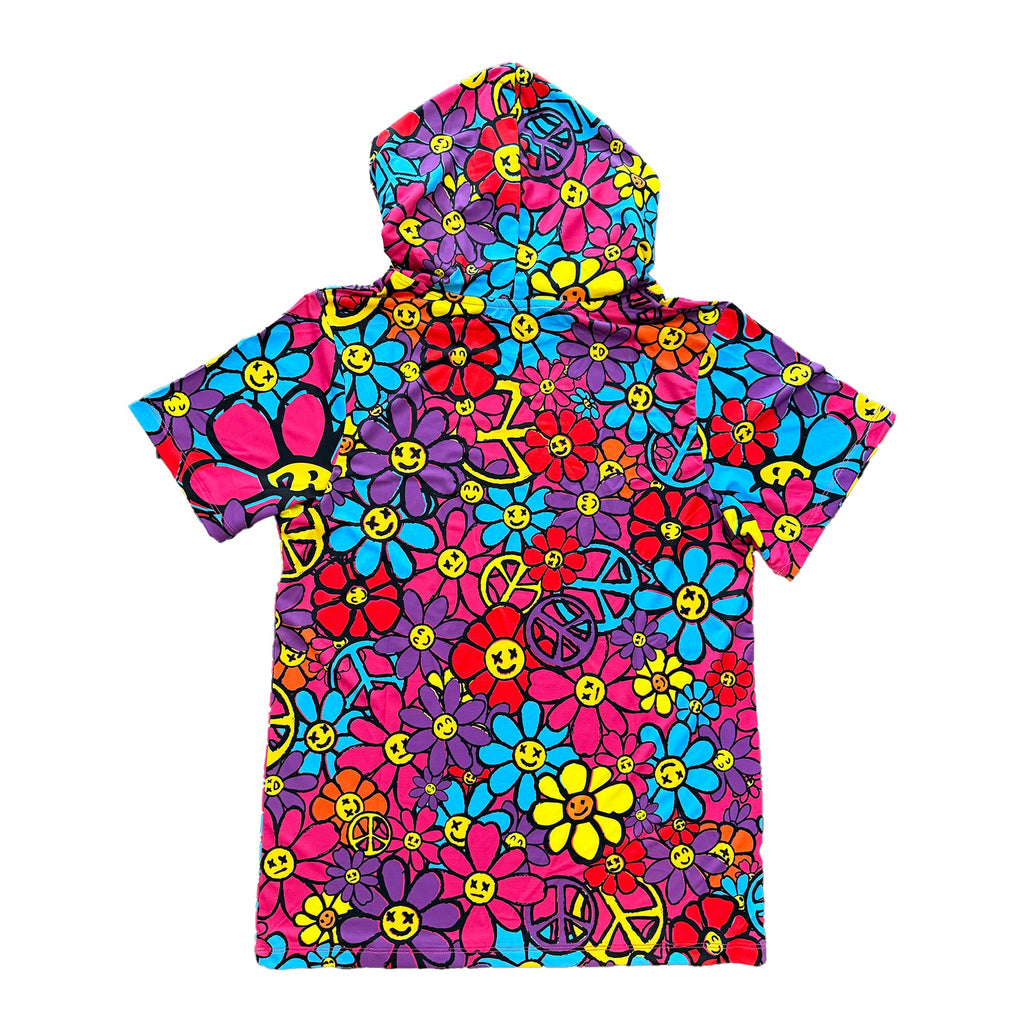Woke Up RAD - Premium Short Sleeve Hooded Tee (Peace & Petals)