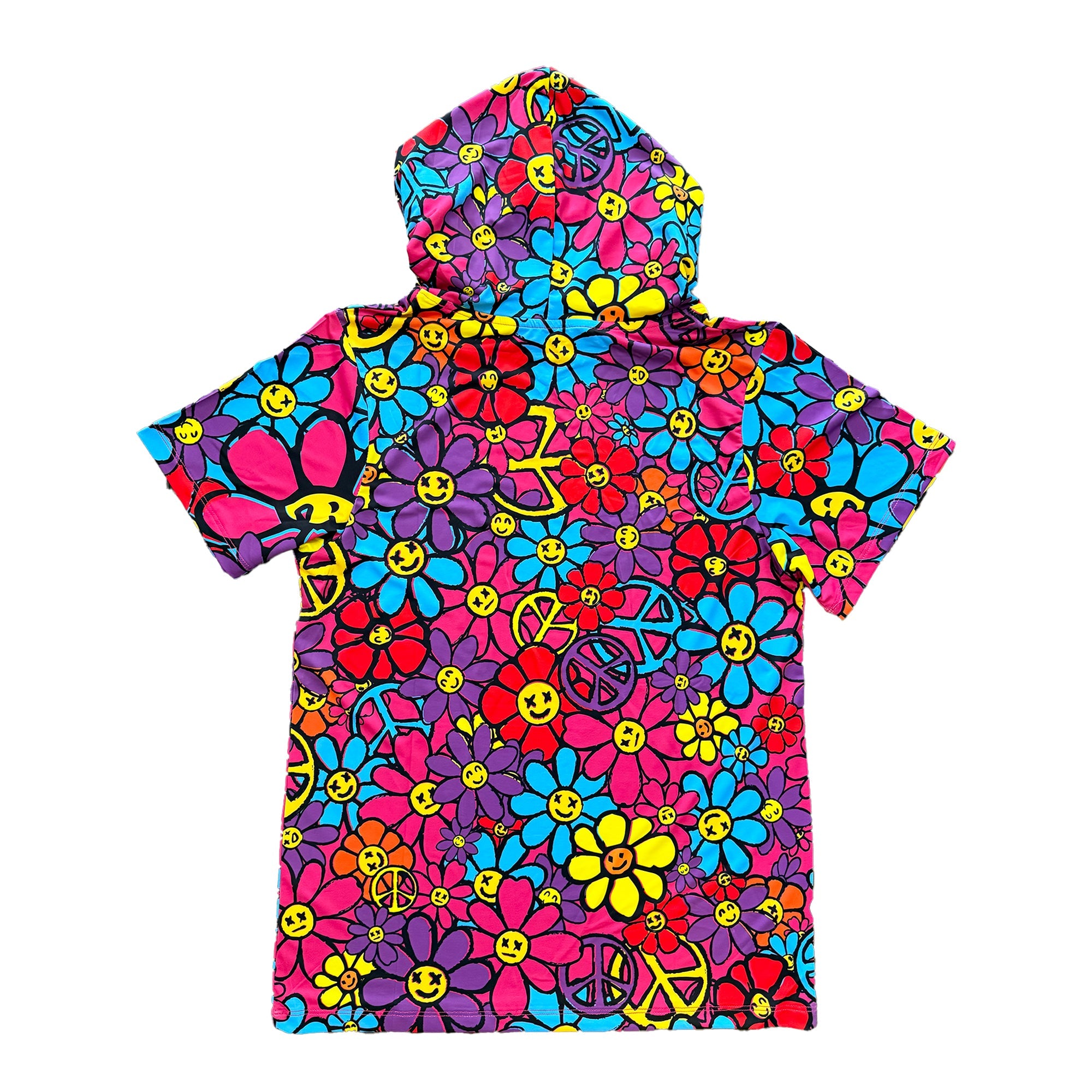 Woke Up RAD - Premium Short Sleeve Hooded Tee (Peace & Petals)