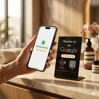 2 NFC Google Review Signs (2-Pack) - QR Code Tabletop Display
