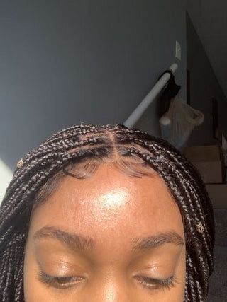 Shade Box Braid Wig, 4x4 Closure Lace, Color 1B, Waist Length, Glueless