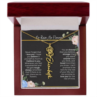 Inspirational No Rain No Flowers Necklace