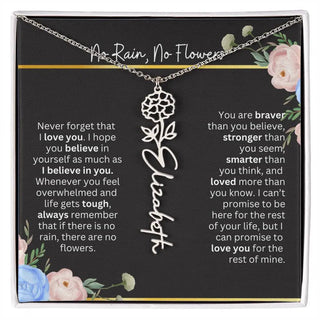 Inspirational No Rain No Flowers Necklace