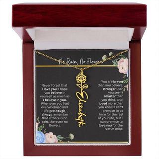 Inspirational No Rain No Flowers Necklace