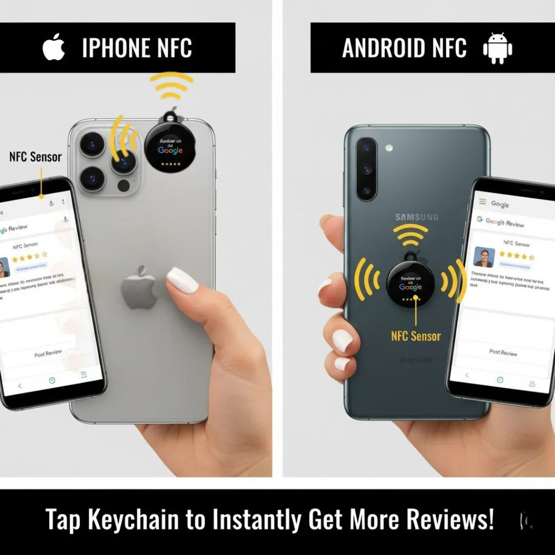 Acrylic NFC Review Keychain - Black One-Tap Feedback Tool