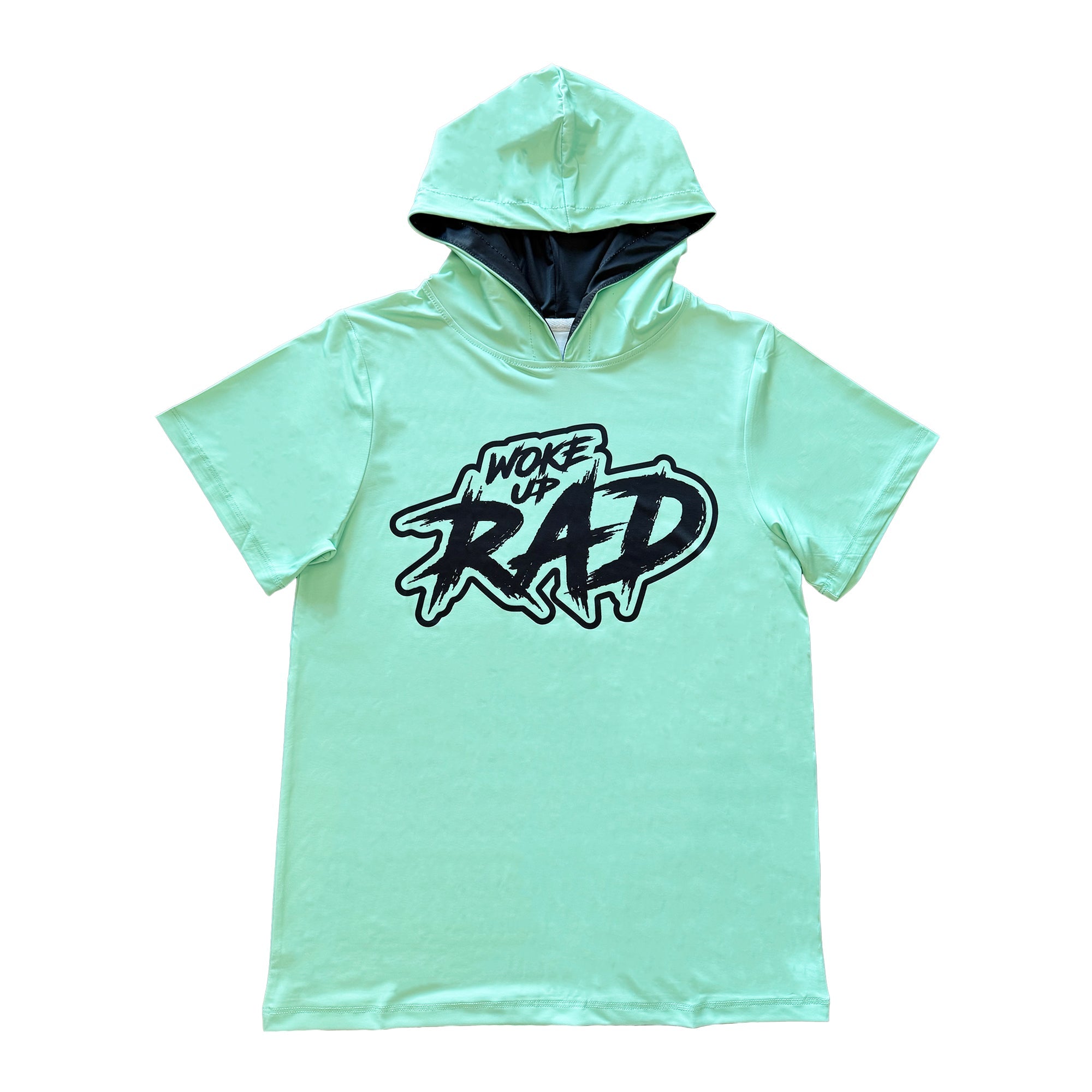 Woke Up RAD - Premium Short Sleeve Hooded Tee (Mint/Black)