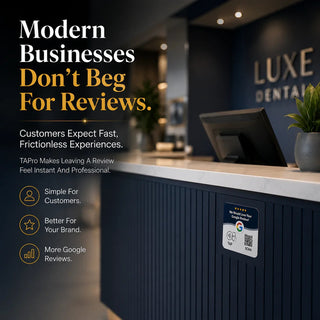 Google Review Sign Plate- NFC + QR Code, Blue 4x4 In
