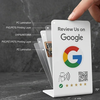 2 NFC Google Review Signs (2-Pack) - QR Code Tabletop Display