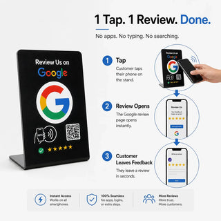 Custom NFC Google Review Stand Bundle - Personalized Tabletop