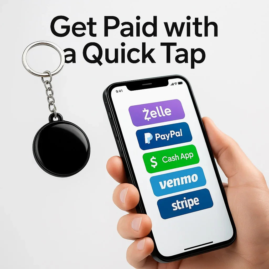 NFC Payment Keychain – NTAG215, Tap to Pay with PayPal, Zelle, CashApp