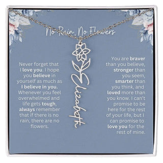 No Rain - No Flowers | Birth Necklace | Name Necklace | Custom Gift from Dad to Daughter and Bonus Daughter