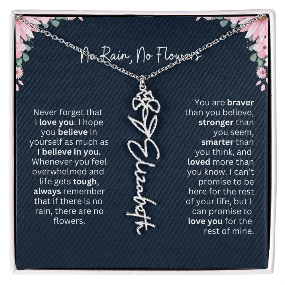 No Rain - No Flowers | Birth Necklace | Name Necklace | Custom Jewelry Gift for Daughters from Dad