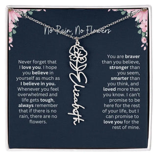 No Rain - No Flowers | Birth Necklace | Name Necklace | Custom Jewelry Gift for Daughters from Dad