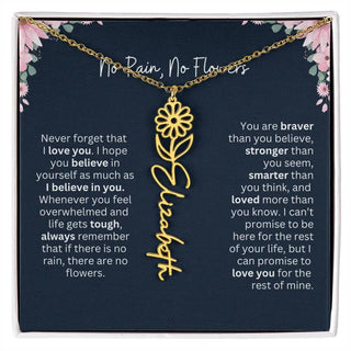 No Rain - No Flowers | Birth Necklace | Name Necklace | Custom Jewelry Gift for Daughters from Dad